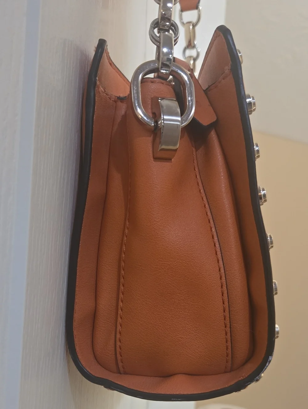 Guess 1981 Marlene Studded Top Zip Shoulder Bag Vibrant Orange GUC